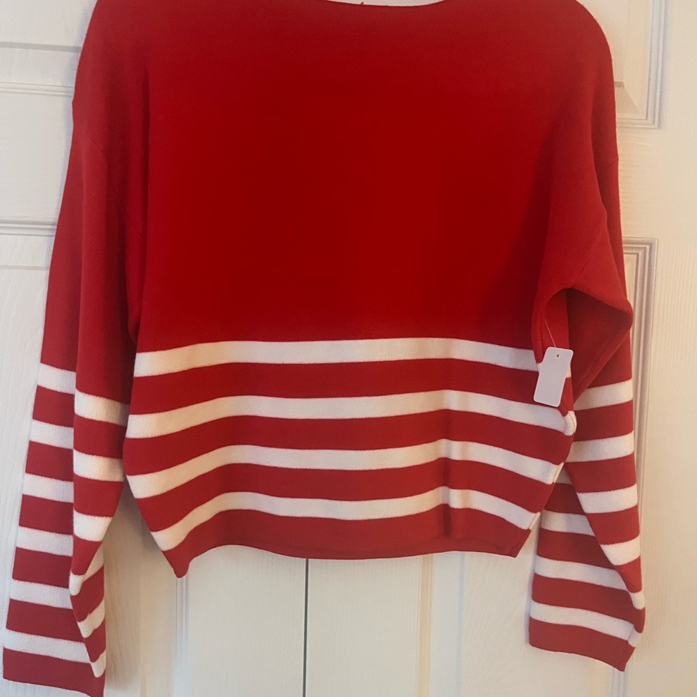 NWT Boutique Red and White Striped Women's Sweater